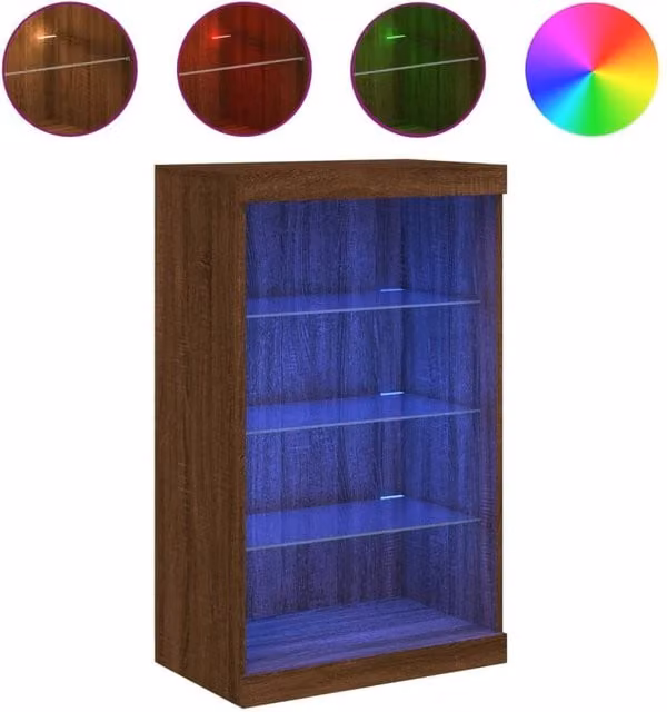 Berkfield Home Modern Sideboard with Integrated LED Lights in Brown Oak, W/D/H: 60.5 x 37 x 100 cm – 1