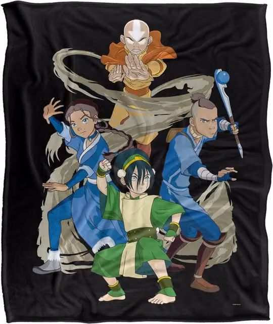 LOGOVISION Avatar The Last Airbender Team Elements Super Soft Fleece Throw Blanket, White, W/D/H: 152 x 127 cm – 5