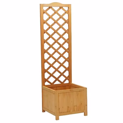 Gr8 Garden Tall Wooden Planter with Trellis in Brown, W/D/H: 40 x 40 x 160 cm