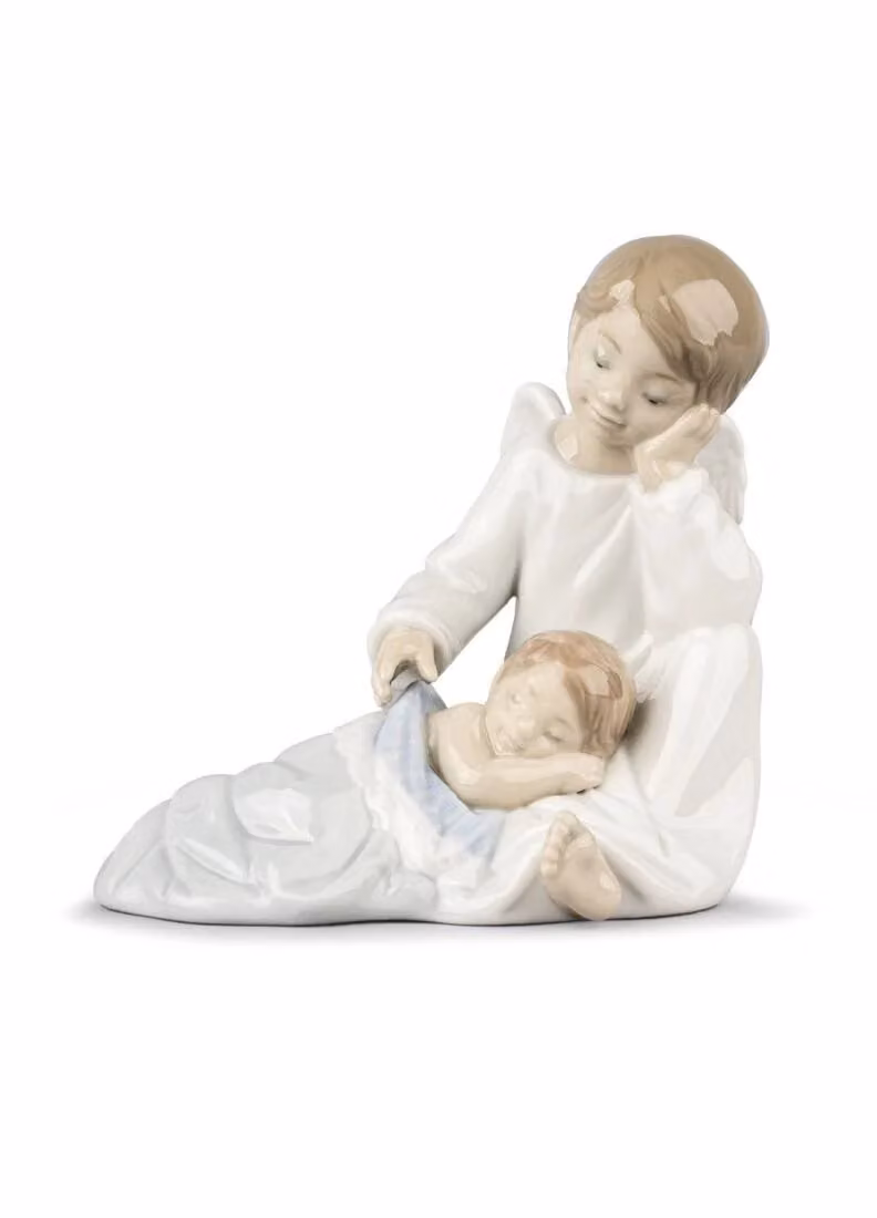 Lladró My Guardian Angel Blue and White Porcelain Figurine