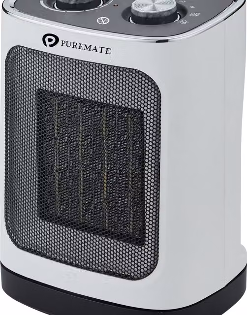 PureMate 1800W Ceramic Fan Heater in White with Adjustable Thermostat and Overheat Protection – 5