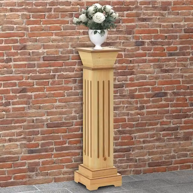 Berkfield Home Classic Square Pillar Plant Stand in Brown MDF, W/D/H: 17 x 17 x 66 cm – 1