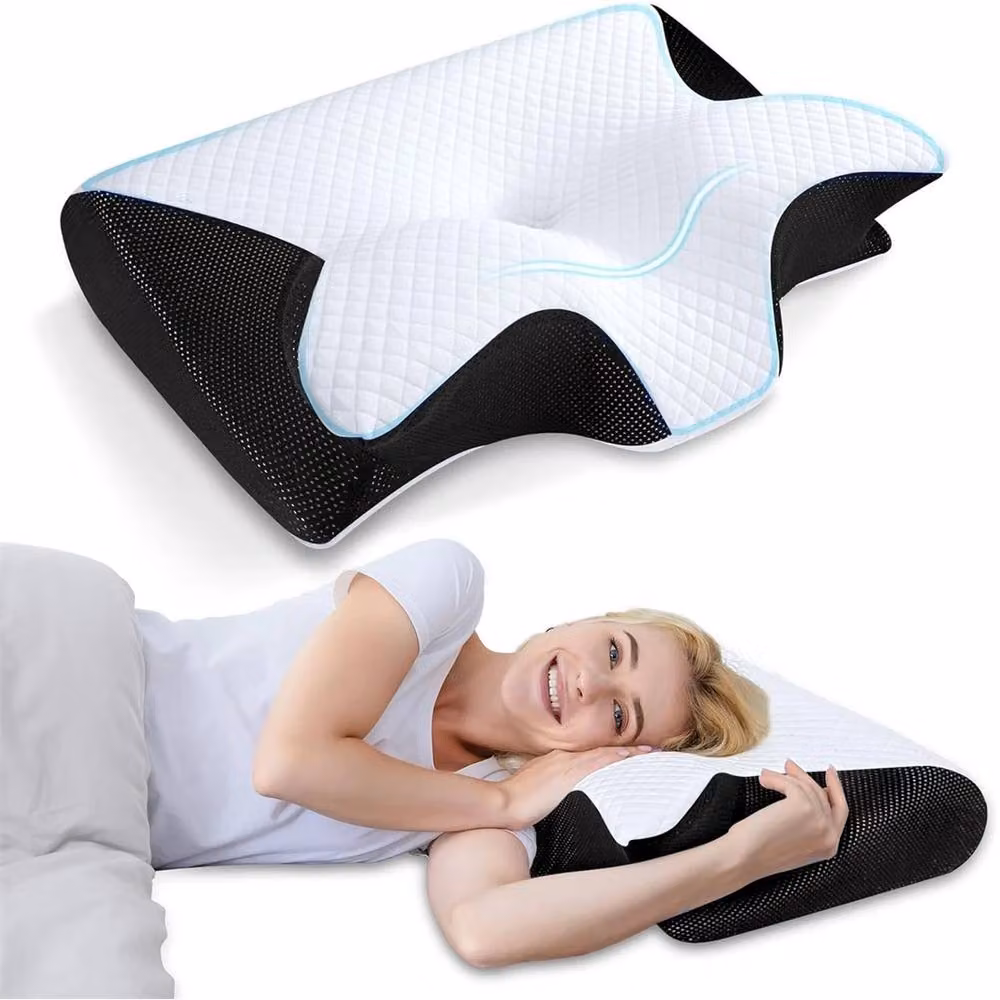 Nordara Ergonomic Memory Foam Pillow in White with Removable Breathable Cover for Neck and Shoulder Pain Relief – 4