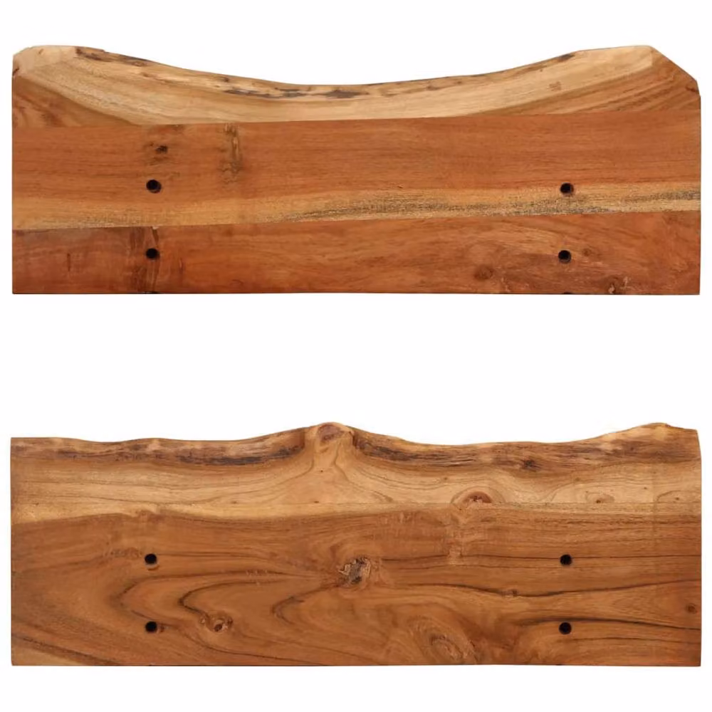 Berkfield Home Set of 2 Wall Mounted Acacia Wood Shelves in Brown, W/D/H: 60 x 20 x 18 cm – 2