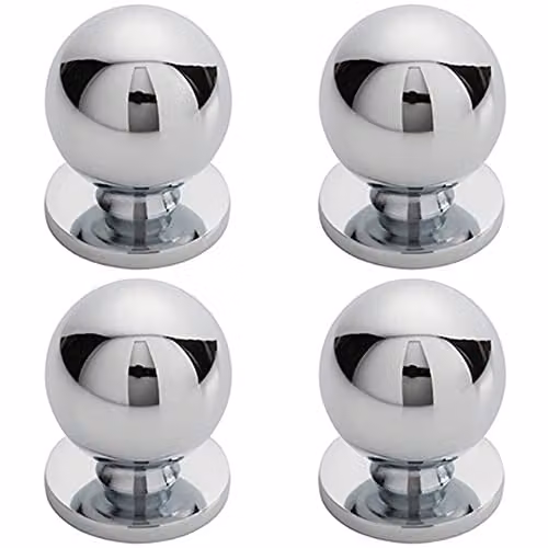 Loops 4 Pack Polished Chrome Solid Ball Cupboard Door Knobs