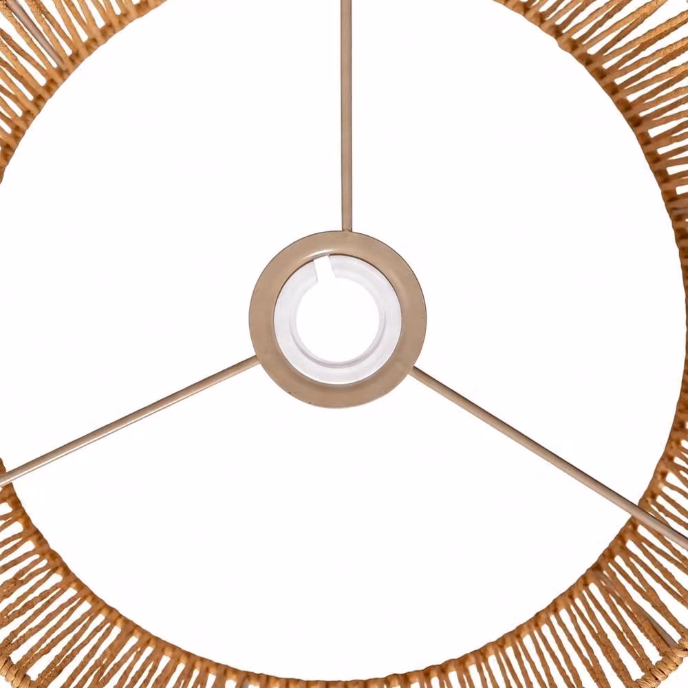 Emitto Boho Woven Paper Rope Cylinder Lampshade with Iron Frame in Natural Yellow and Beige – 4