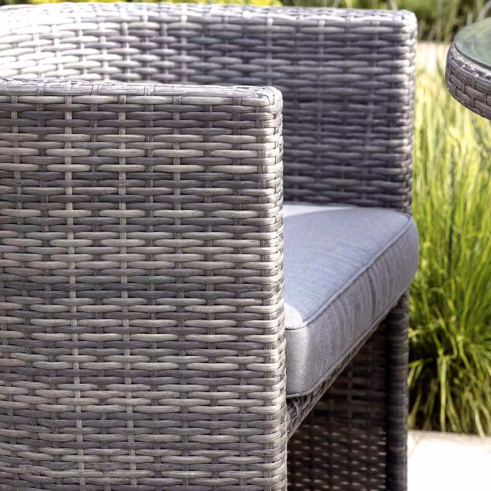 Charles Bentley St Tropez Rattan Bistro Set, Grey, W/D/H: 118 x 57 x 72 cm – 3