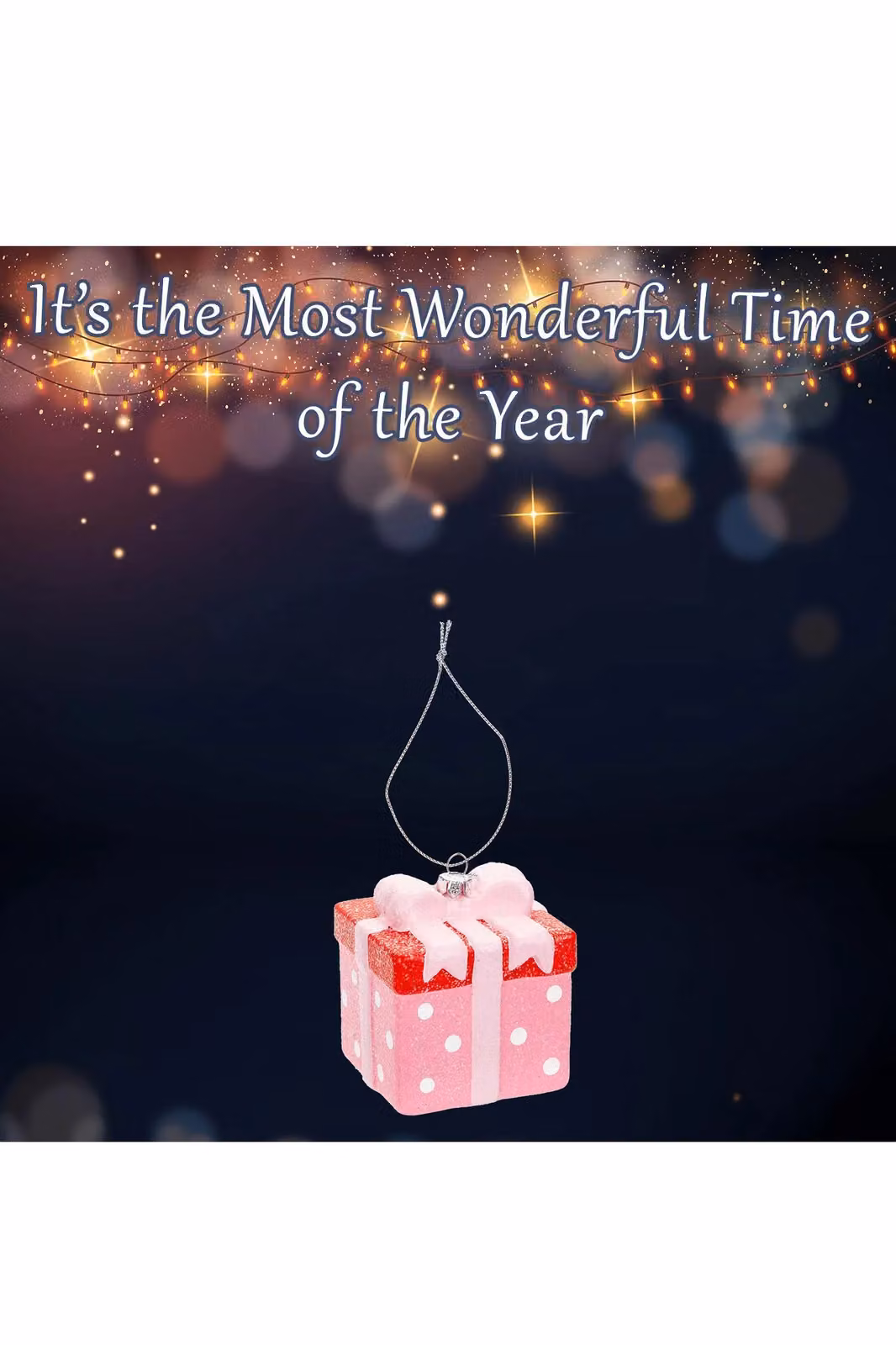 VFM e-Store Pink Glitter Present Christmas Tree Hanging Ornament, W/D/H: 9.5 x 7.5 x 7.5 cm – 2