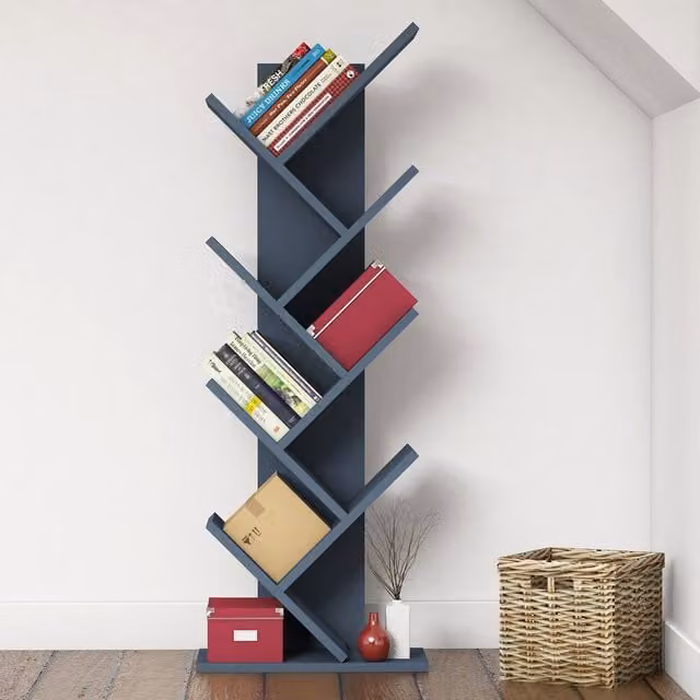 Bimossa Hitit Tree Bookcase in Blue and White, H 128.5 x W 46.0 x D 22.0 cm