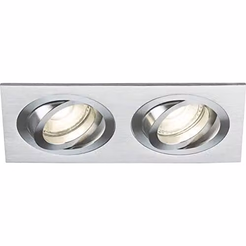 Netlighting Knightsbridge Ambar Twin Tilt Square Recessed Downlight in Brushed Chrome and Grey – 1