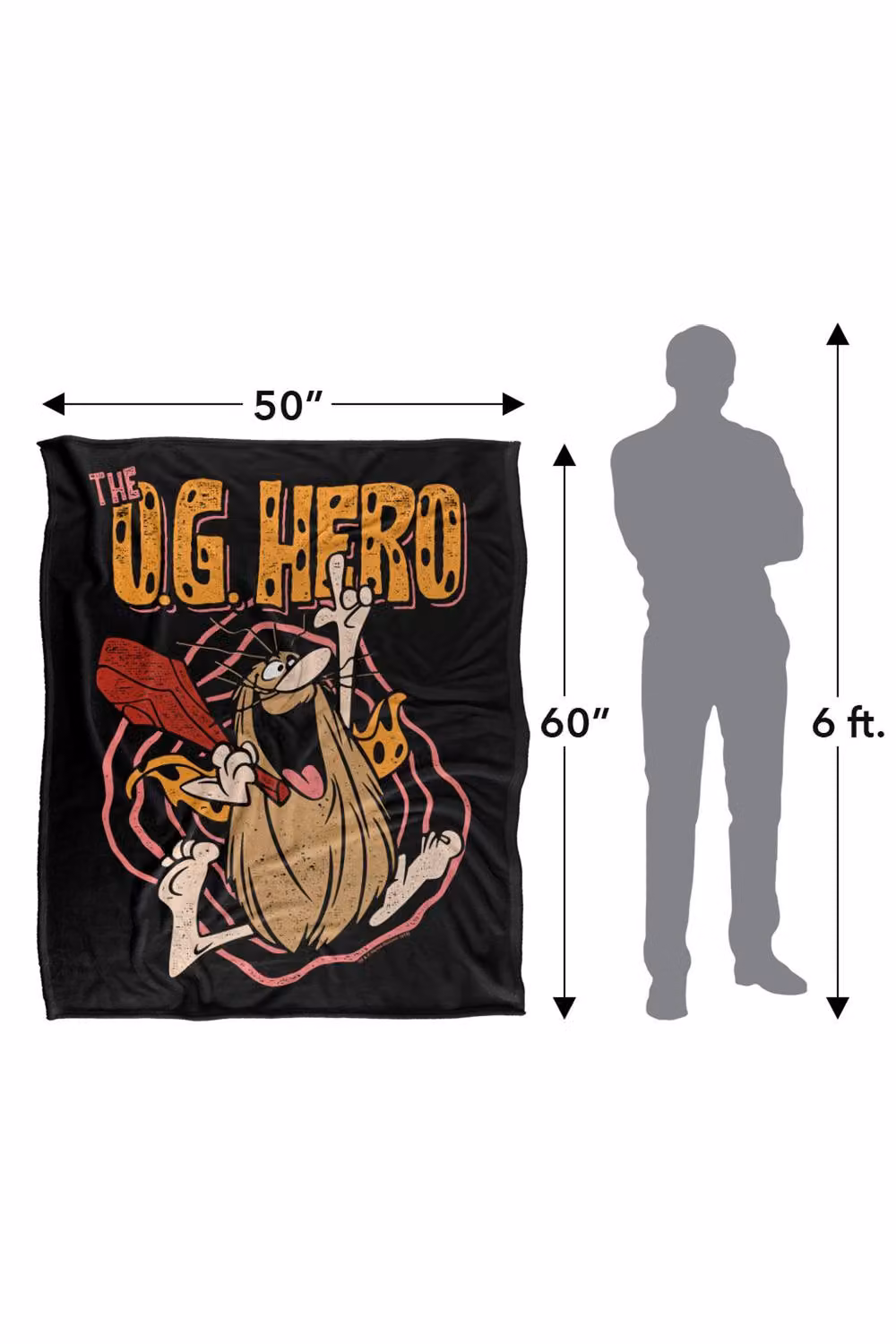 Warner Bros. Captain Caveman Og Hero Super Soft Fluffy Polyester Throw Blanket in Multicolour and Black, Large – 3