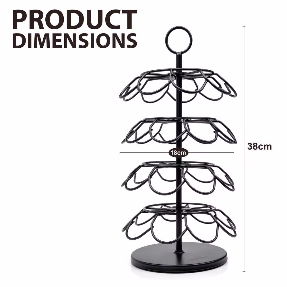 Crystals Revolving Coffee Pod Holder Stand for Dolce Gusto and K-Cup, Black, W: 38.0 cm, D: 18.0 cm – 6