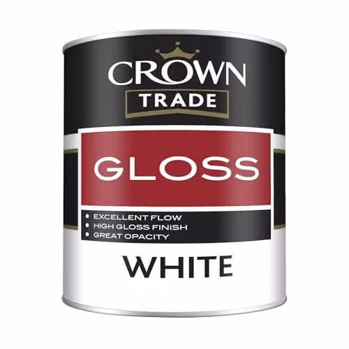 Crown Trade Gloss White Opaque Paint, 2.5 l