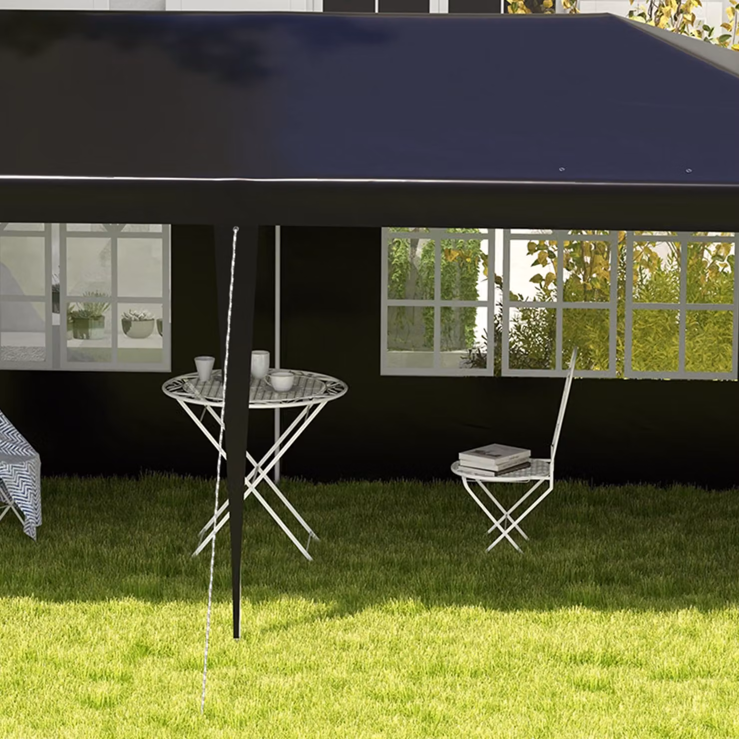 Outsunny Black Party Tent Gazebo Marquee with Windows and Side Panels, W/D/H: 600 x 300 x 255 cm – 7
