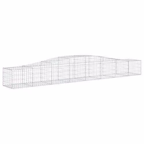 vidaXL Set of 15 Arched Gabion Baskets in Silver Galvanised Steel, W: 400 cm, D: 50 cm, H: 40/60 cm