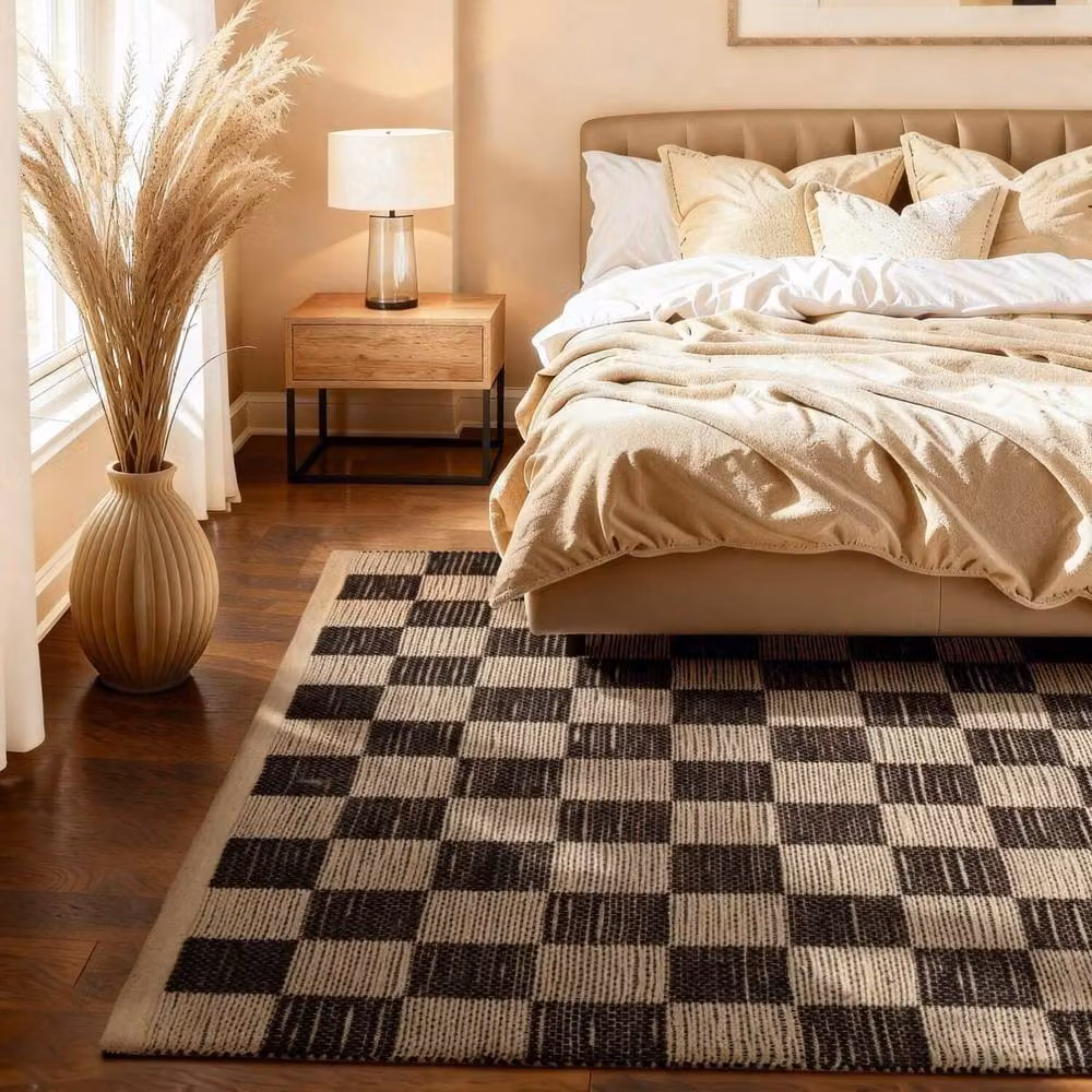 THE RUGS Rex Reversible Handloom Jute Checkerboard Rug in White and Black, W: 80 cm, L: 300 cm – 3