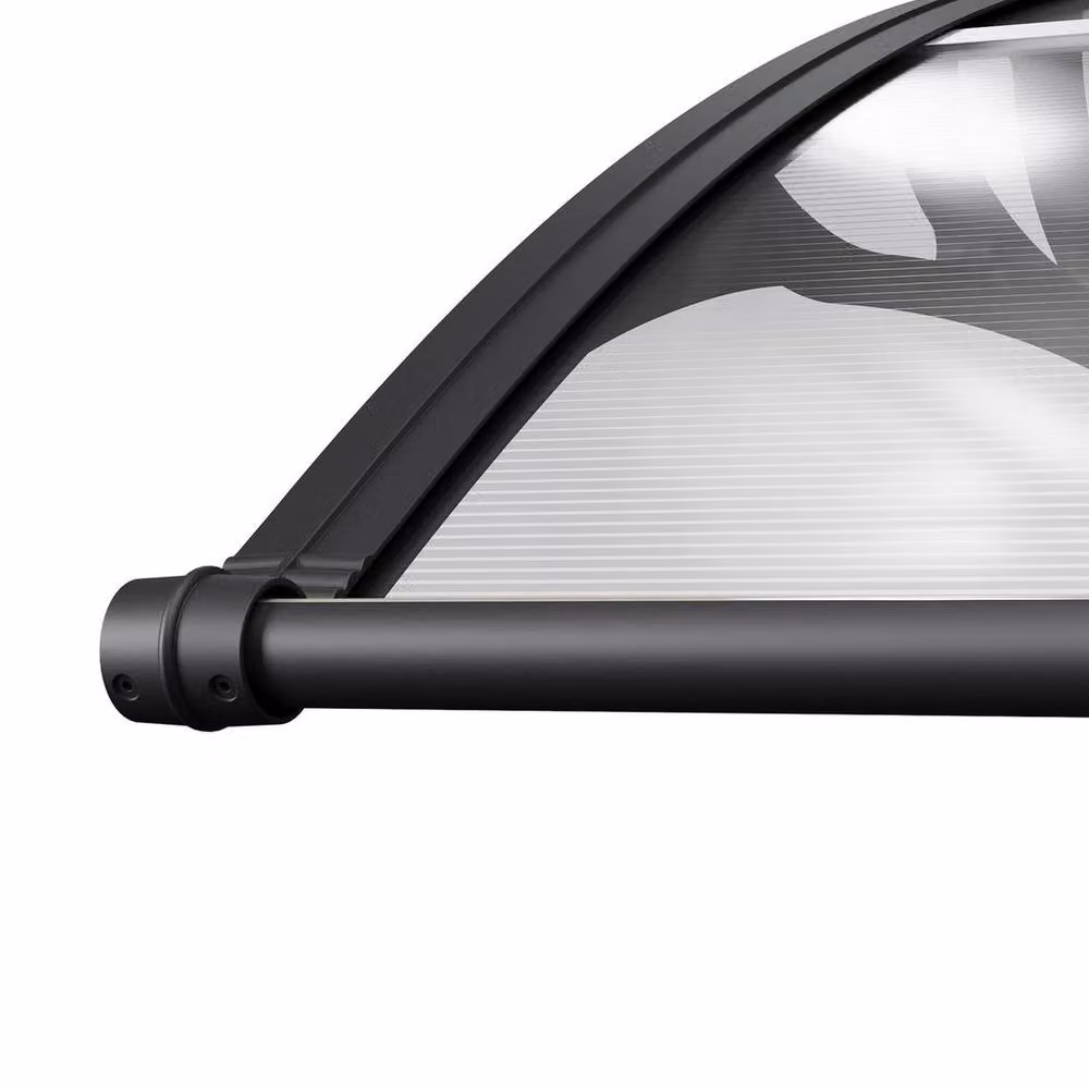 SPETLEK Black and Transparent Polycarbonate Outdoor Window Rain Shelter Awning, W: 100 cm, D: 15 cm – 4