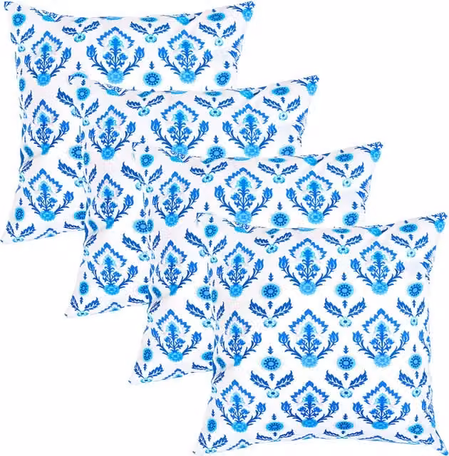 Gardenista Floral Printed Outdoor Scatter Cushion Set in Maria Blue and White, Pack of 4
