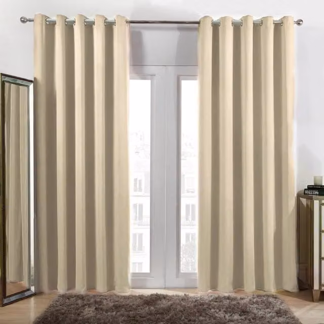 OHS Plain Yellow Blackout Thermal Eyelet Curtains, Width: 182 cm