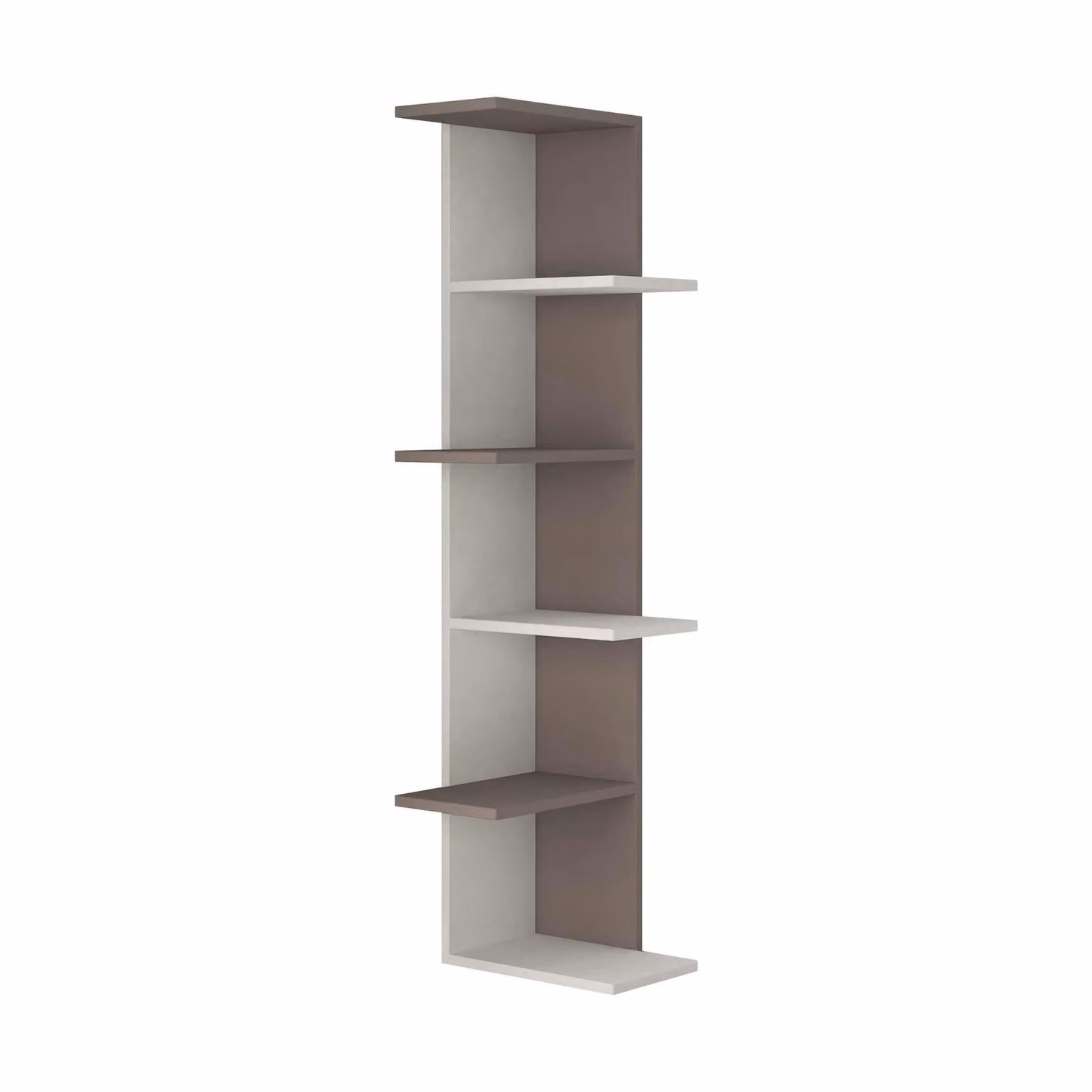 Decortie Saso Modern Wall Mounted Corner Bookcase Display Unit in White and Grey, H 141 cm x W 37 cm x D 37 cm – 2