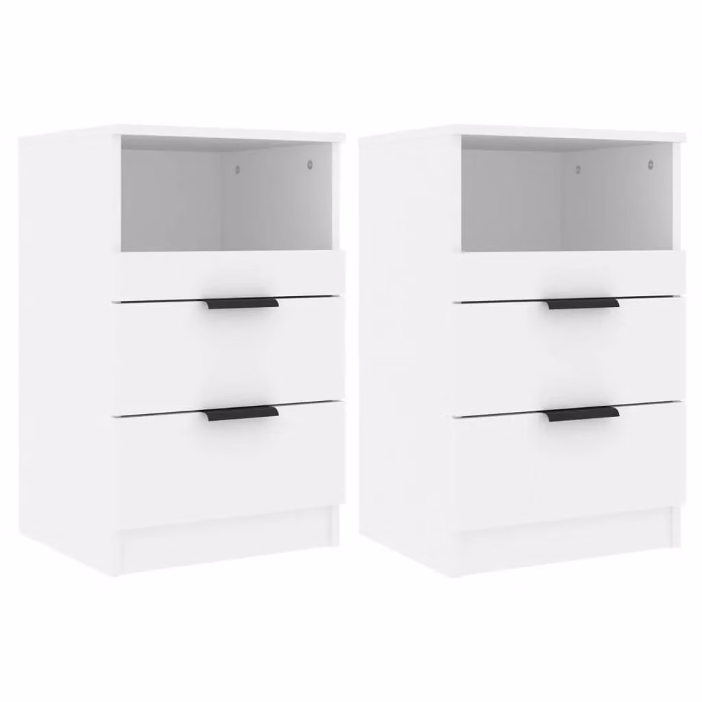 Berkfield Home Set of 2 White Wall Mounted Bedside Cabinets in MDF – 2