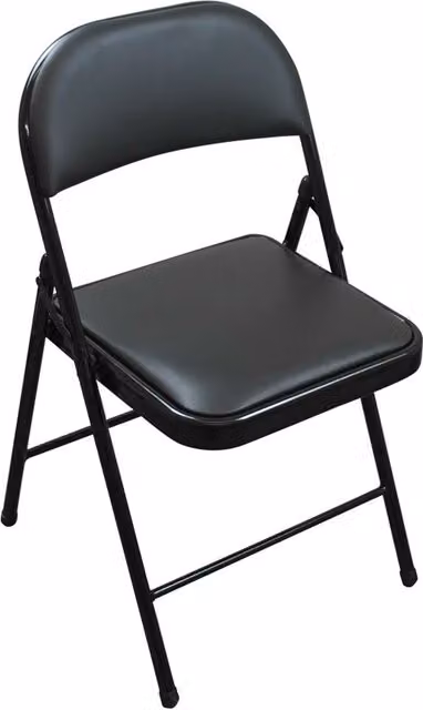 TekBox Folding Faux Leather Chair in Black with Metal Frame – 7