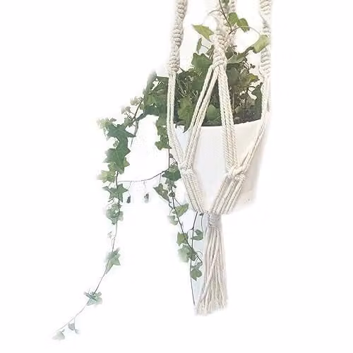 KDMD Macrame Pot Holder, Extra Long, White