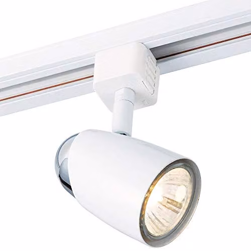Loops Adjustable Tilt Ceiling Track Spotlight in White and Chrome, 50W Max GU10 LED Downlight