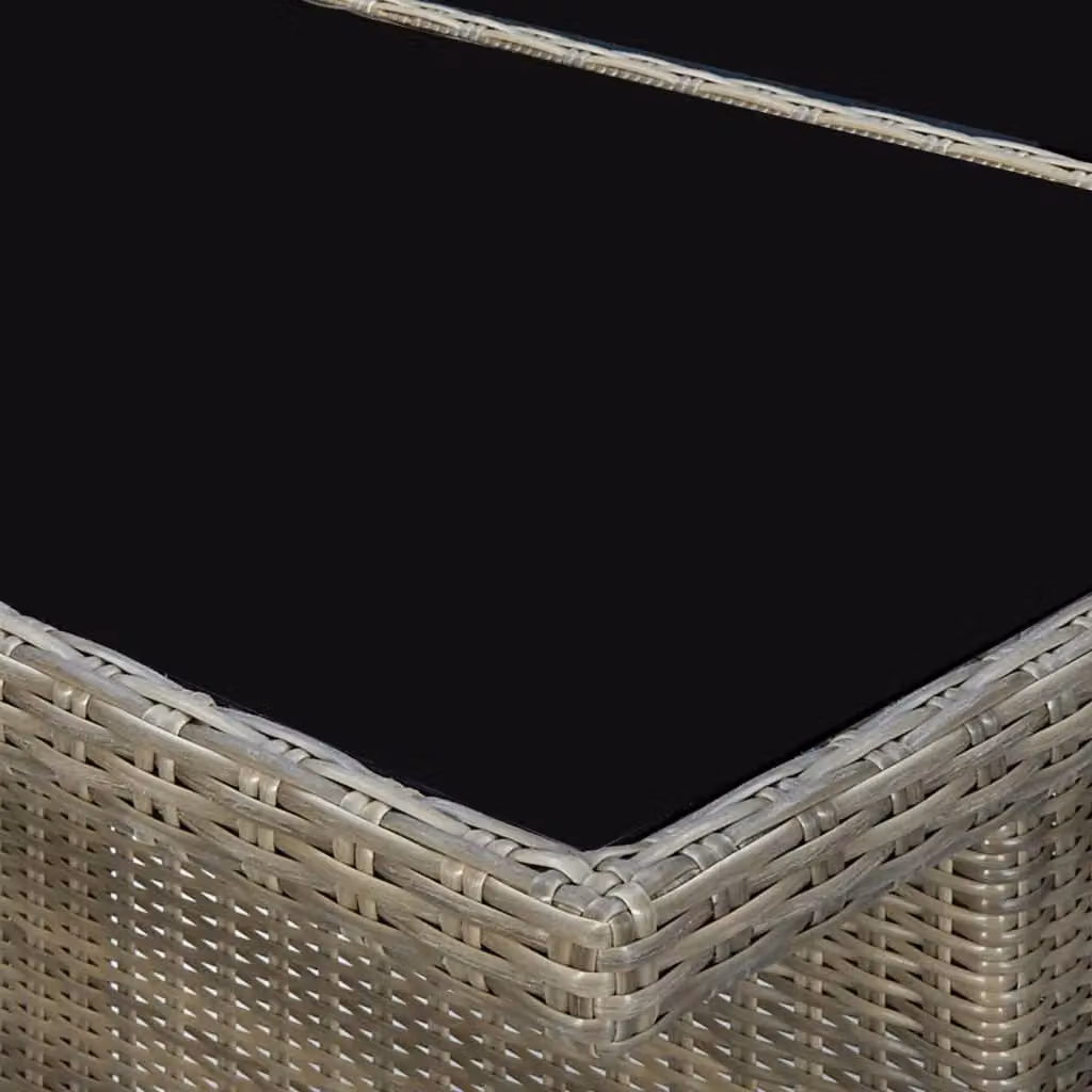 Berkfield Home Brown Poly Rattan and Tempered Glass Garden Table – 4