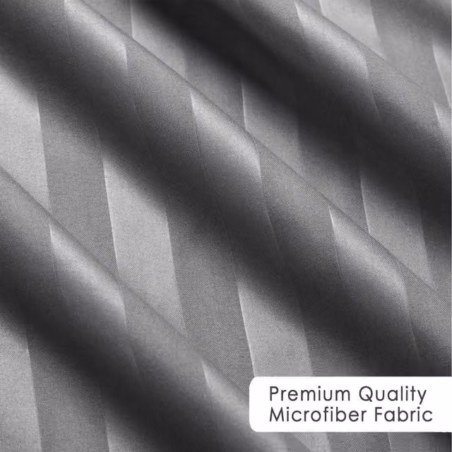 Cotton Passion Grey Striped Microfibre Duvet Cover and Pillowcase Set