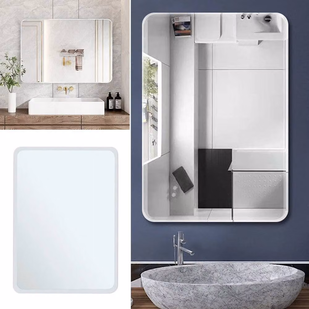 FORGEVIO Modern Rectangular Wall Mounted Plain Bevelled Bathroom Mirror in Silver W: 50 cm, H: 70 cm – 4