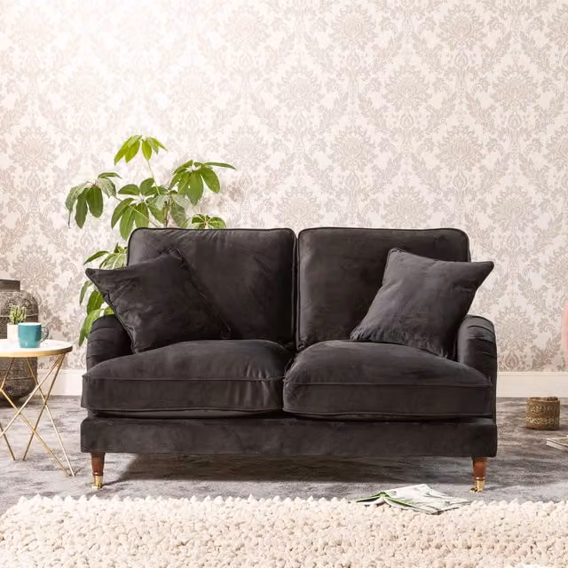 Artemis Home Mackenzie 2 Seat Velvet Sofa in Black