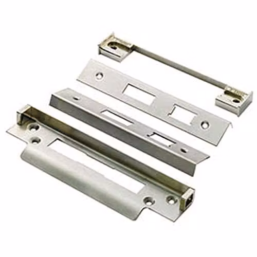 Satin Steel Loops Rebate Kit for BS Cylinder Sash Locks for Double Doors, 13mm