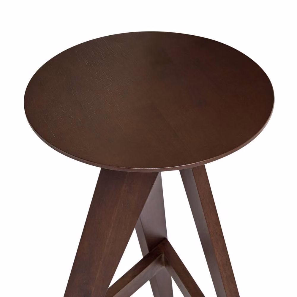 Wyld and Coco Retro Rubberwood Dining Stools Set, Dark Brown, 2-Pack – 4