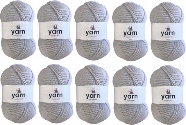 Korbond Yarn, Light Grey, 10 x 100g Pack