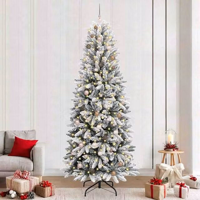 Berkfield Home Green Artificial Christmas Tree with 300 White LEDs, W/D/H: 93 x 93 x 240 cm