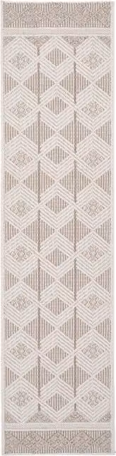 The Rug House Scandi Geometric Looped Pile Area Rug in Beige and Orange, W: 60 cm, L: 240 cm
