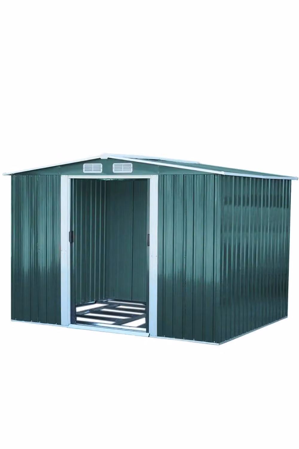 Garden Sanctuary Green Metal Outdoor Tool Storage Shed with Gable Roof, W/D/H: 257 x 178 x 205 cm – 2