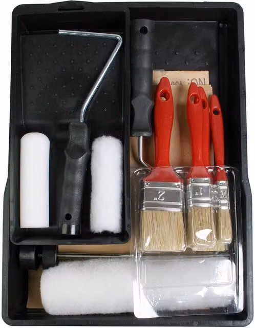 Lynwood 17-Piece Paint Roller, Tray, Brush and Sleeve Set in Black, White and Red