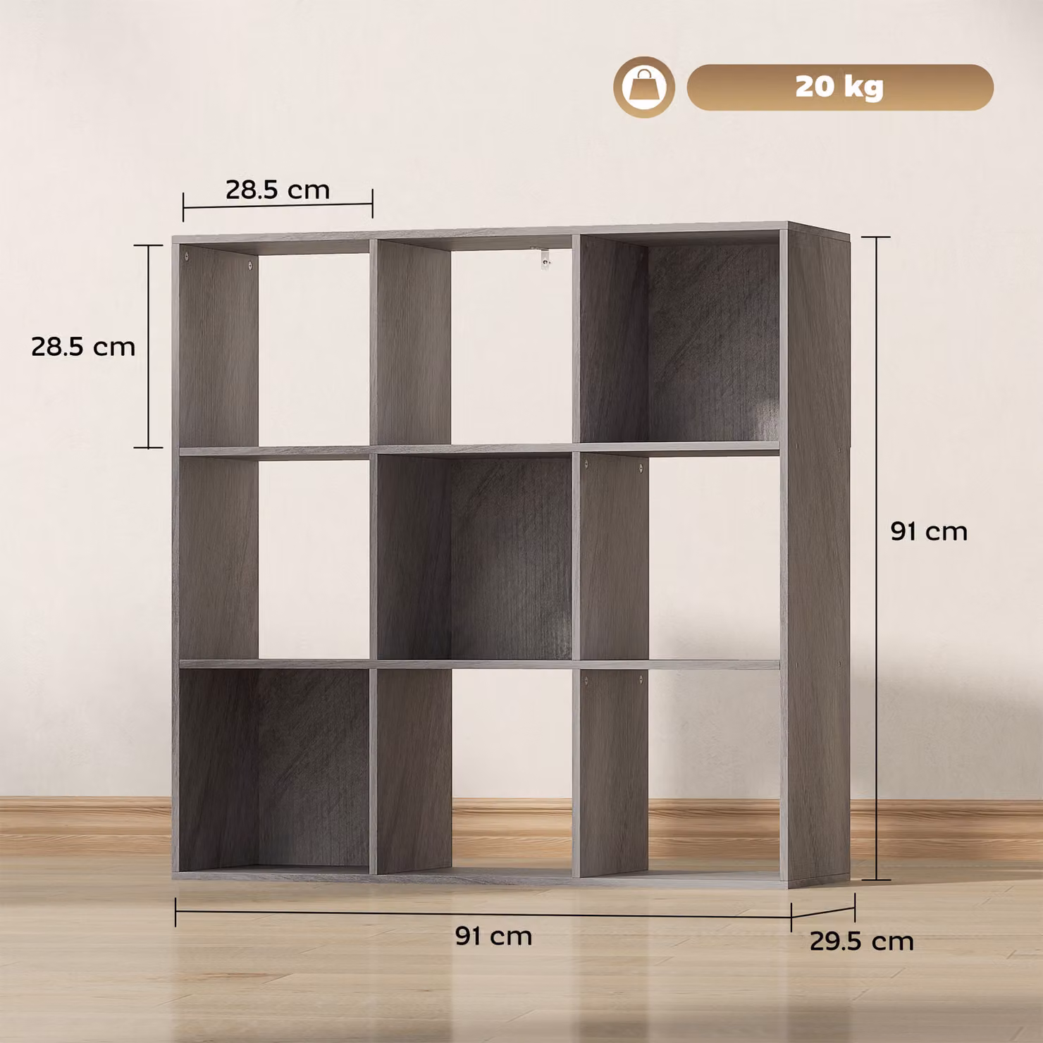 HOMCOM Nine-Cube Freestanding Storage Shelf in Marble Grey – 3
