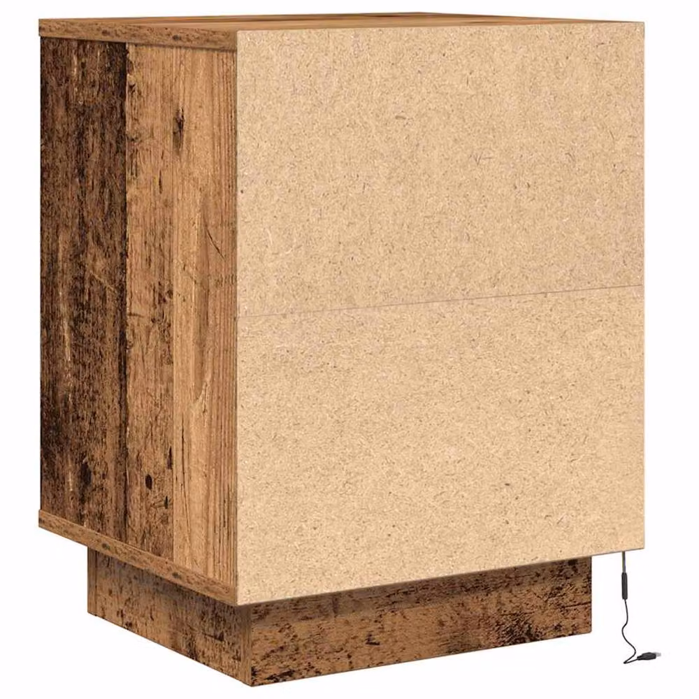 Berkfield Home Durable Bedside Cabinet with Integrated LED Lights in Old Wood, W/D/H: 38 x 34 x 50 cm – 6