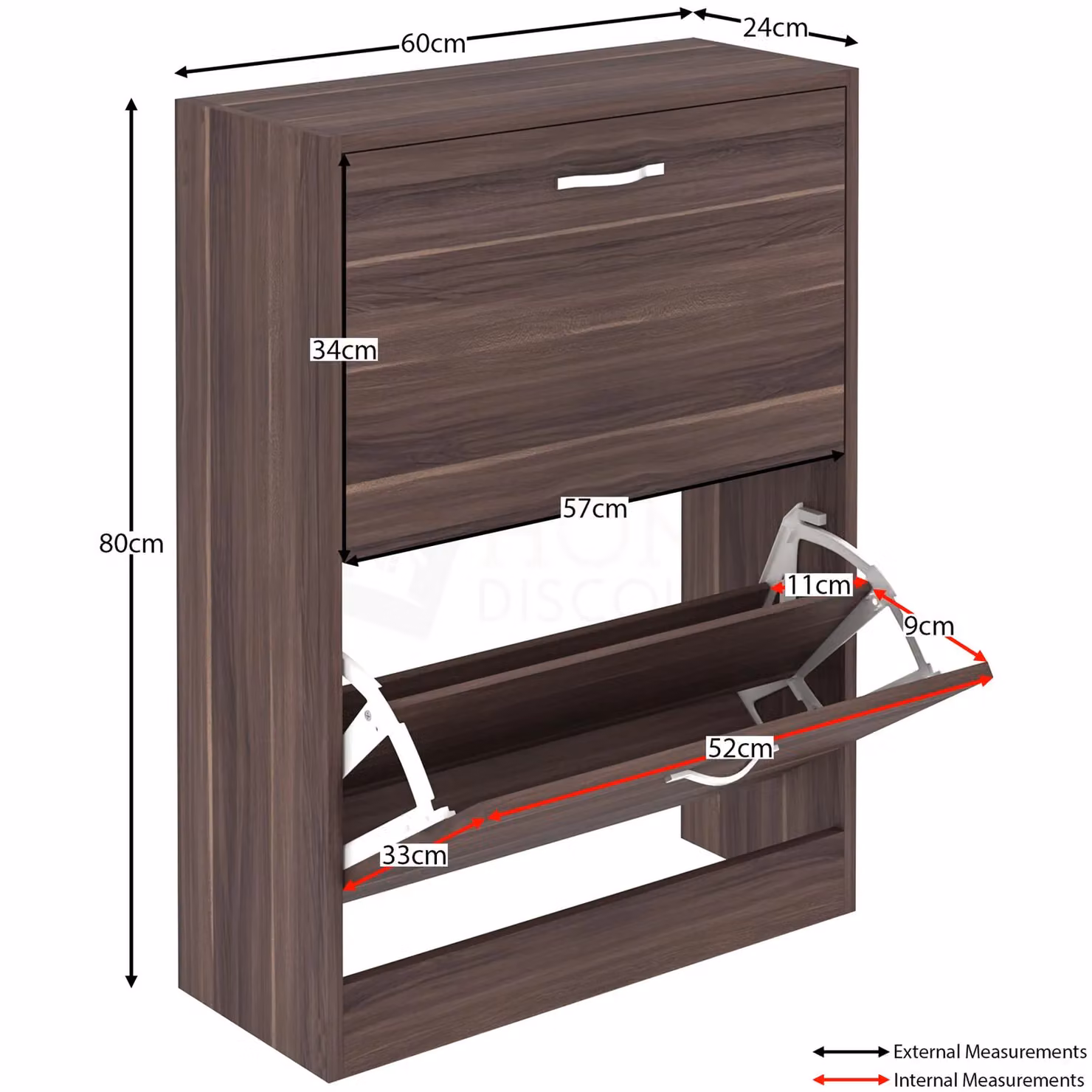 Vida Designs Modern 2 Drawer Shoe Cabinet Storage Organiser in Brown – 2