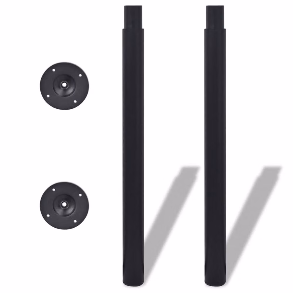 Berkfield Home Set of 4 Black Metal Telescopic Height-Adjustable Table Legs, Height: 710 mm - 1100 mm – 2