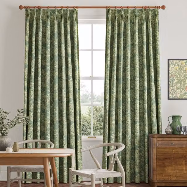 William Morris Foliage Made To Measure Blackout Cotton Curtains in Green