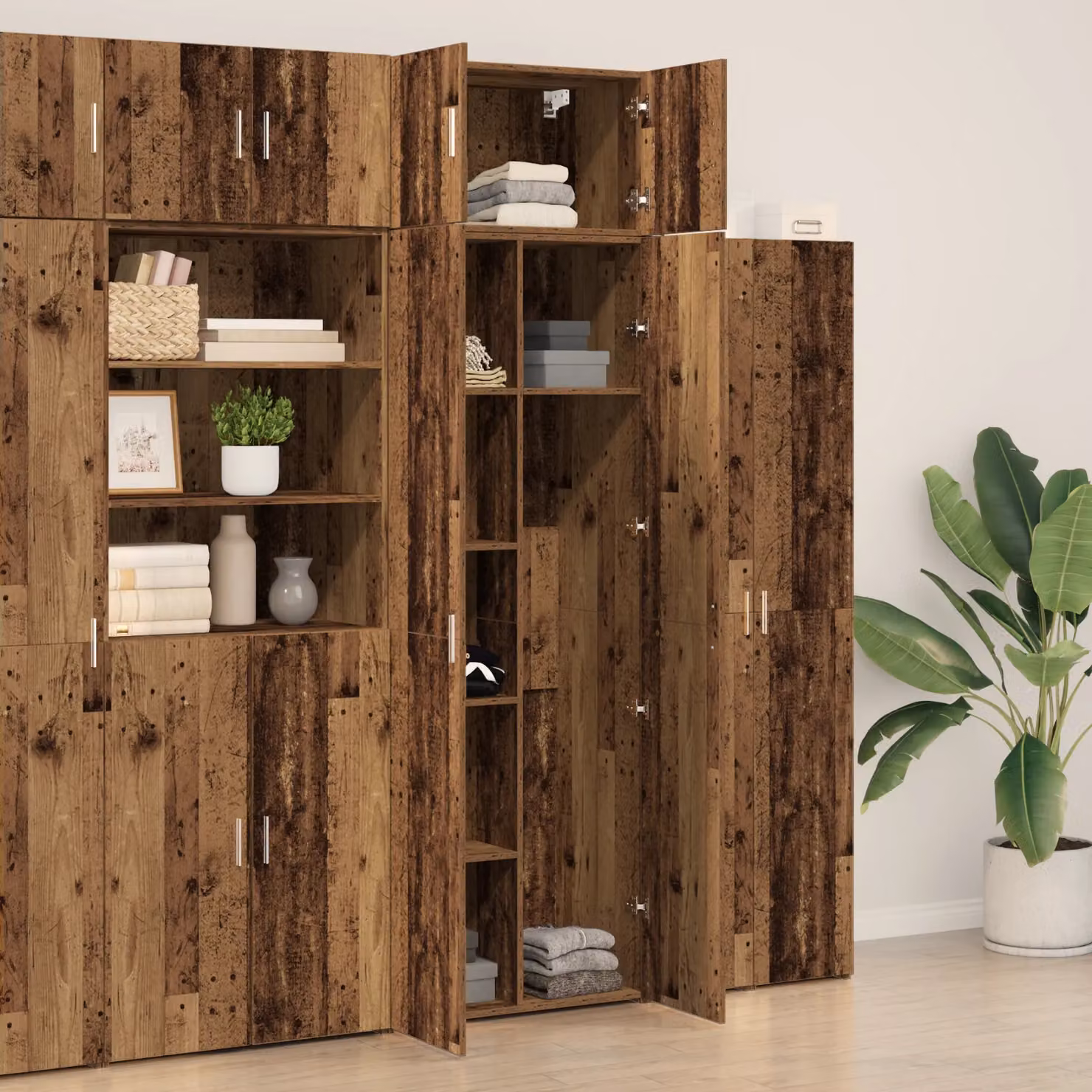 Berkfield Home Rustic Brown Storage Cabinet with Hinged Doors and Internal Shelves, W/D/H: 70 x 42.5 x 225 cm – 2