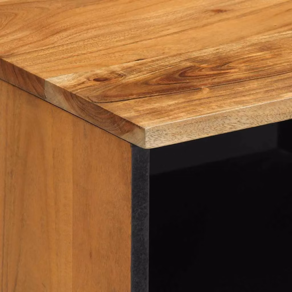 Berkfield Home Solid Acacia Wood TV Cabinet in Brown, W/D/H: 70 x 33 x 46 cm – 4