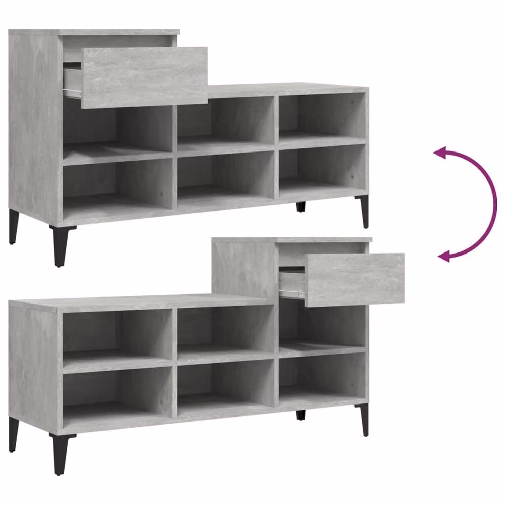 Berkfield Home Concrete Grey Shoe Cabinet with Integrated Seat, W/D/H: 102 x 36 x 60 cm – 4