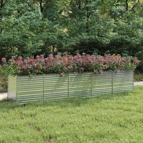 vidaXL Silver Galvanised Steel Raised Bed Large Rectangular Metal Garden Planter – 2