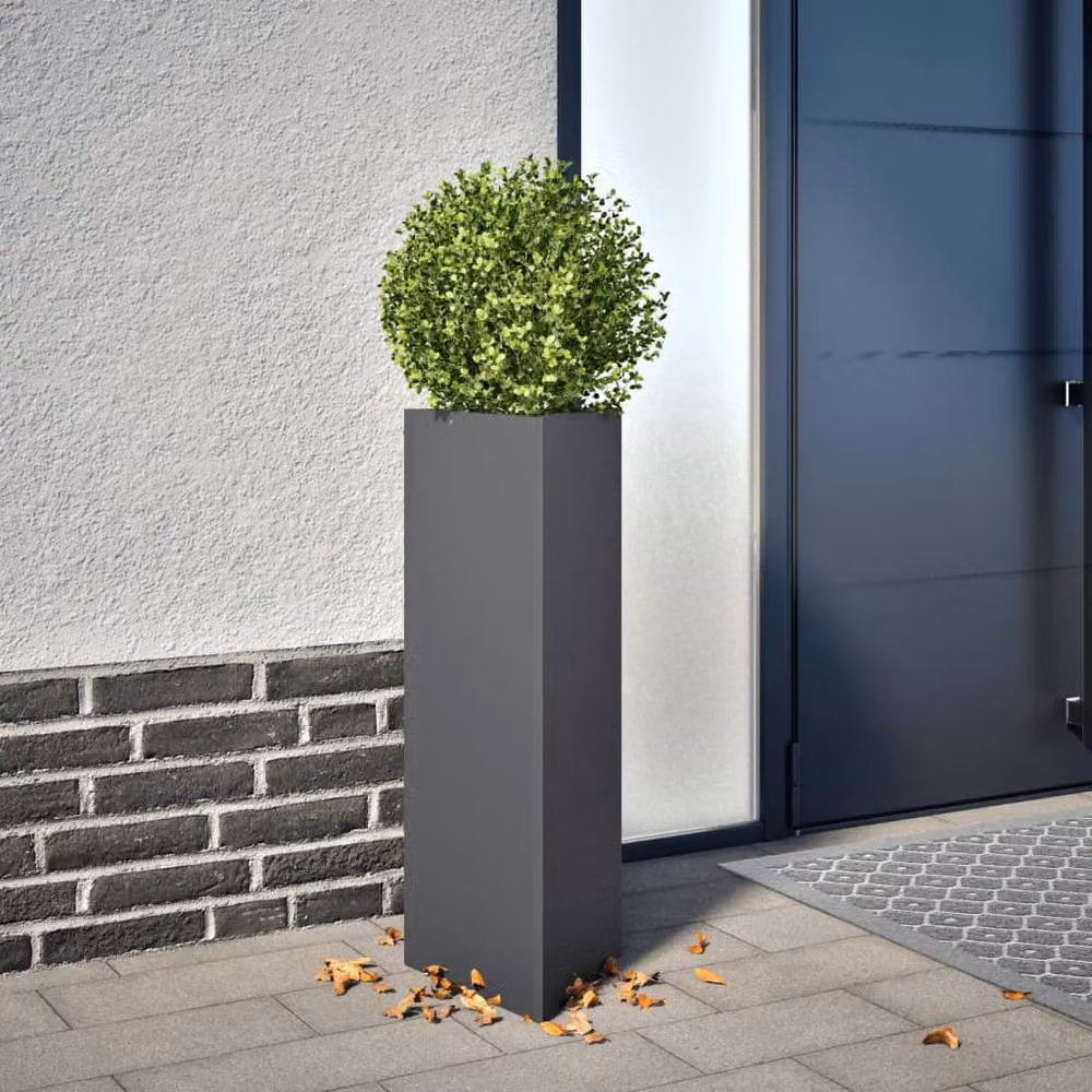 Berkfield Home Durable Triangular Steel Garden Planter Tub in Anthracite, W: 30 cm, D: 26 cm, H: 75 cm – 2