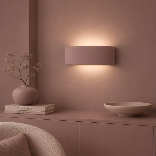 ValueLights Vincent Modern Curved Ceramic Up/Down Flush Wall Sconce Light in Dusty Pink – 1